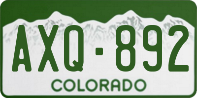 CO license plate AXQ892
