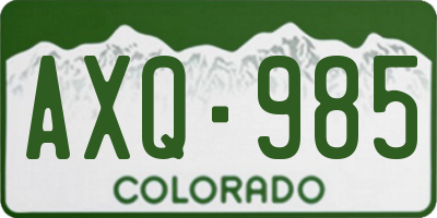 CO license plate AXQ985