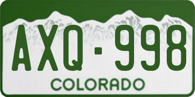 CO license plate AXQ998