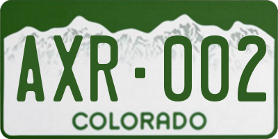 CO license plate AXR002
