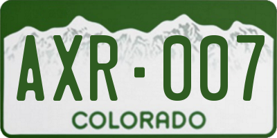 CO license plate AXR007