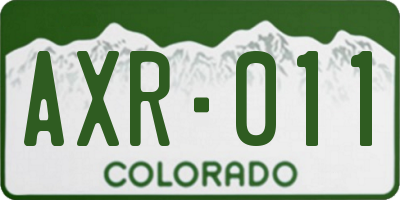 CO license plate AXR011