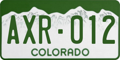 CO license plate AXR012