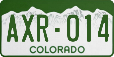 CO license plate AXR014