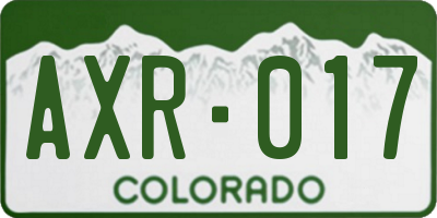 CO license plate AXR017