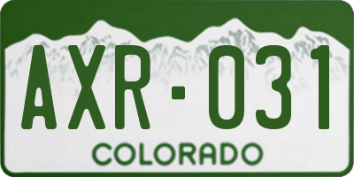CO license plate AXR031