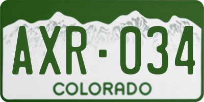 CO license plate AXR034