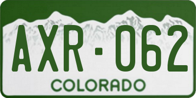 CO license plate AXR062