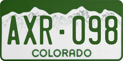 CO license plate AXR098