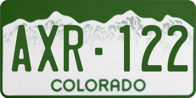 CO license plate AXR122