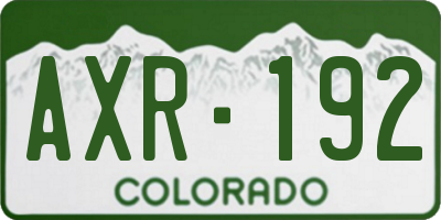 CO license plate AXR192