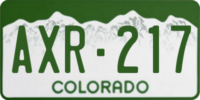 CO license plate AXR217