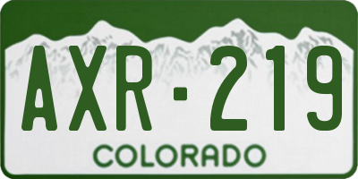 CO license plate AXR219