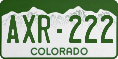 CO license plate AXR222