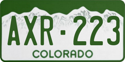 CO license plate AXR223