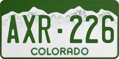 CO license plate AXR226