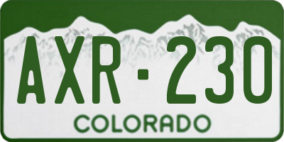 CO license plate AXR230