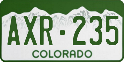 CO license plate AXR235