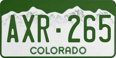 CO license plate AXR265