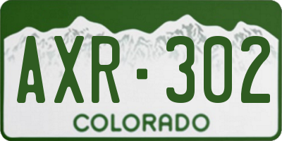 CO license plate AXR302