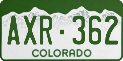 CO license plate AXR362
