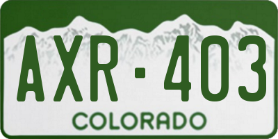 CO license plate AXR403