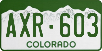 CO license plate AXR603