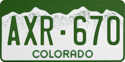 CO license plate AXR670