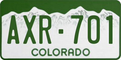 CO license plate AXR701