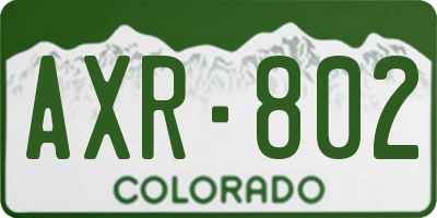 CO license plate AXR802