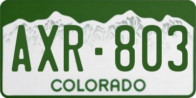 CO license plate AXR803