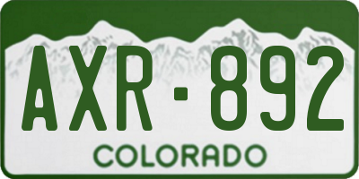 CO license plate AXR892