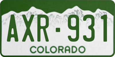 CO license plate AXR931