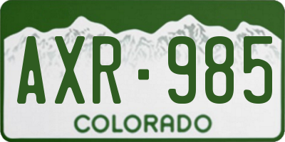 CO license plate AXR985