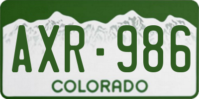 CO license plate AXR986
