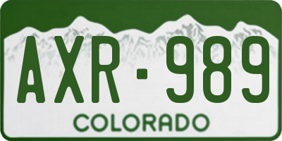 CO license plate AXR989
