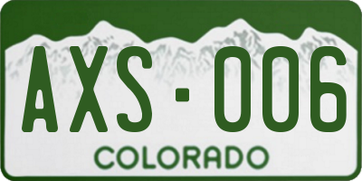 CO license plate AXS006