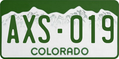 CO license plate AXS019