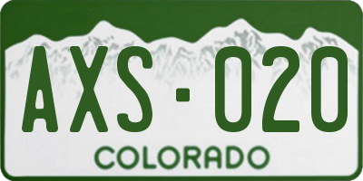 CO license plate AXS020