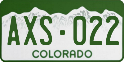 CO license plate AXS022