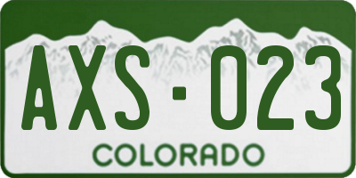 CO license plate AXS023