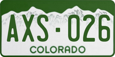 CO license plate AXS026