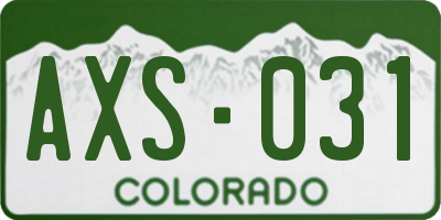 CO license plate AXS031