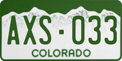 CO license plate AXS033