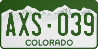 CO license plate AXS039