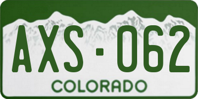 CO license plate AXS062