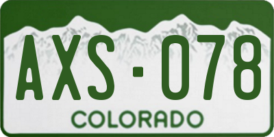 CO license plate AXS078