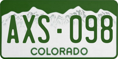 CO license plate AXS098