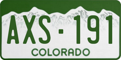 CO license plate AXS191