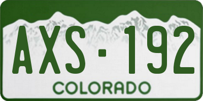 CO license plate AXS192
